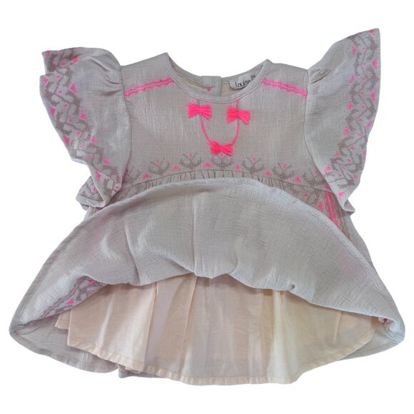 LOUISE MISHA - EMBROIDERED DRESS NUMIDIE - COTTON - BEIGE - 6M - NEW NO TAG - Picture 3 of 6